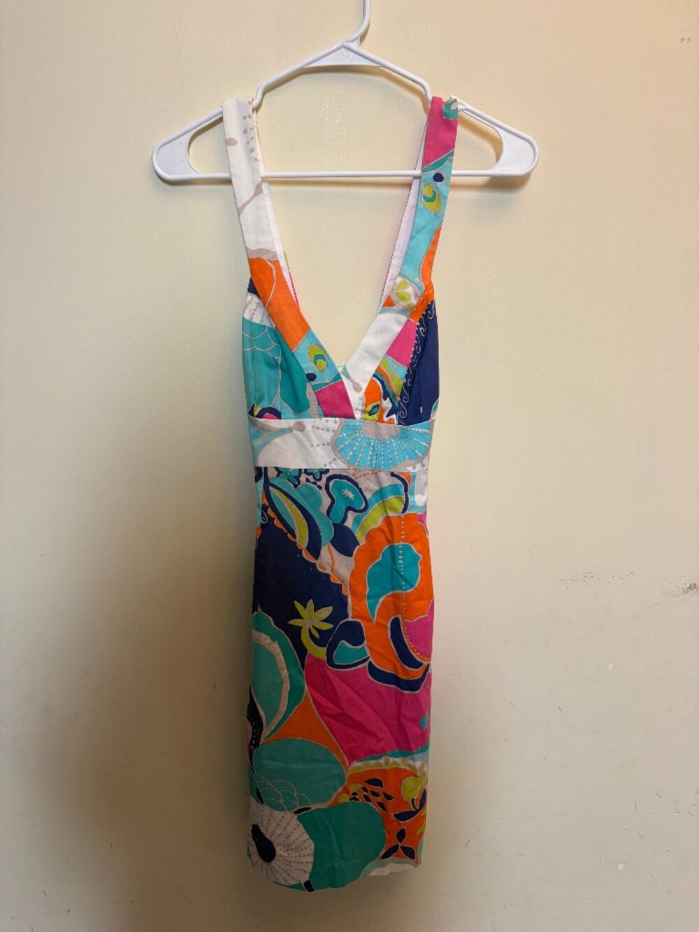 Trina Turk Multicolor Abstract Print V-Neck Sheath Dress Size 2